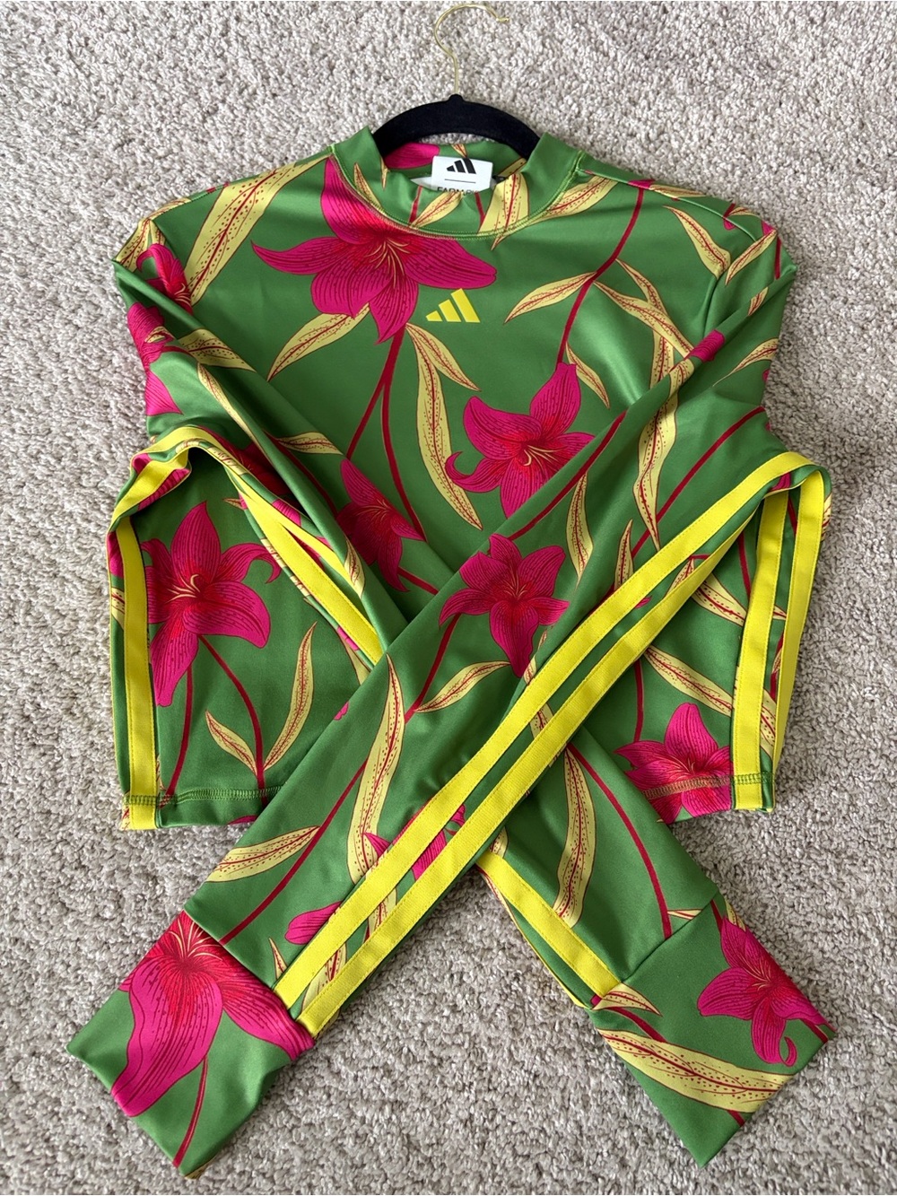 Adidas Farm Rio Green Floral Long Sleeve size large